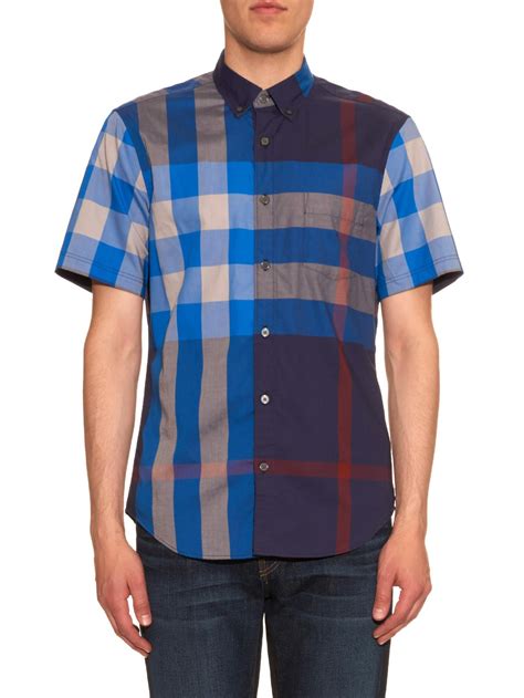 burberry short sleeve shirt blue|burberry short sleeve shirt men.